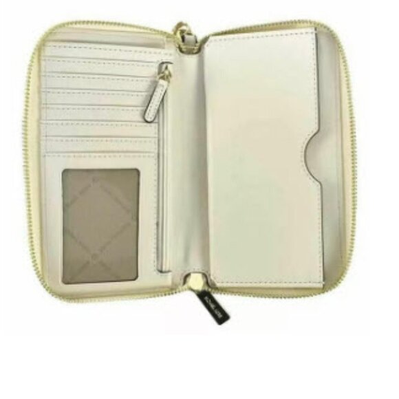 Michael Kors Jet Set Large Flat MF Phone Case Wallet Lather Light Cream NWT - Picture 3 of 4